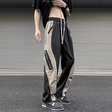 Aidase Techwear Parachute Cargo Pants Men Patchwork Zipper Loose Casual Trousers Male Summer Streetwear Hip Hop Spliced New